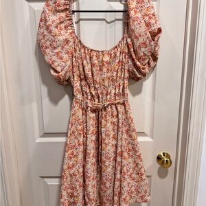 Floral Dress with Orange and Pink Accents